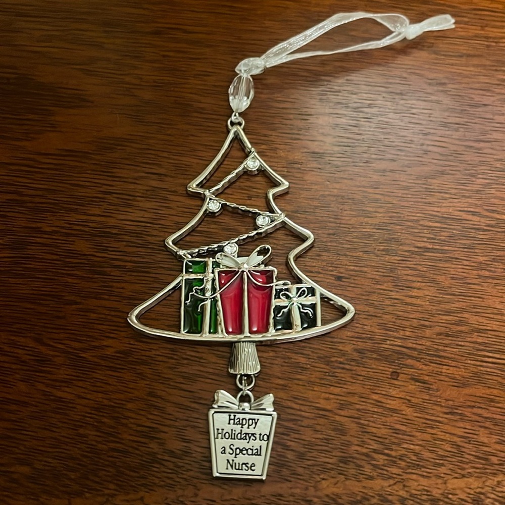Hallmark Ganz Stained Glass Look Tree HAPPY HOLIDAYS TO A SPECIAL NURSE Ornament